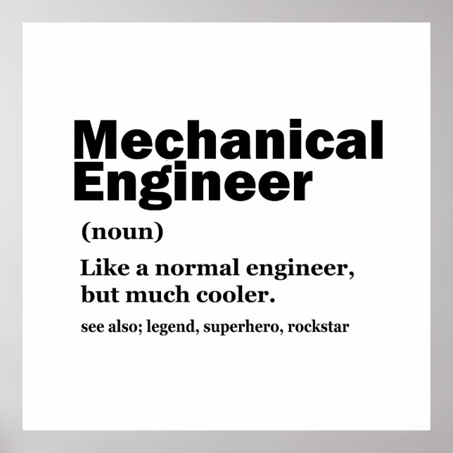 Poster Funny Mechanical Engineer Definition Engineering (Devant)