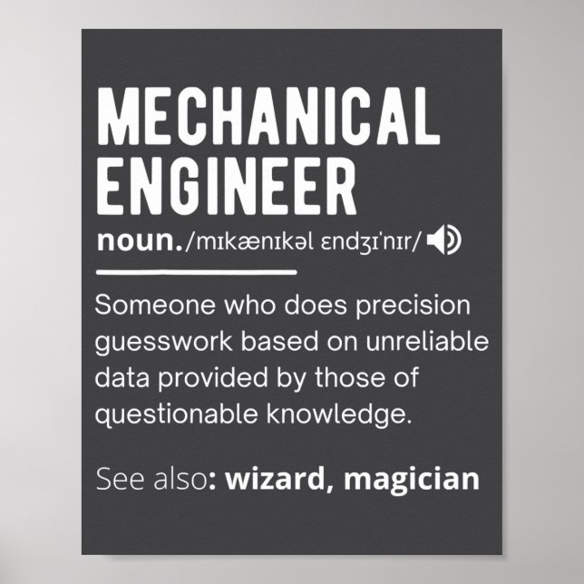 Poster Funny Mechanical Engineer Definition Engineering  (Devant)