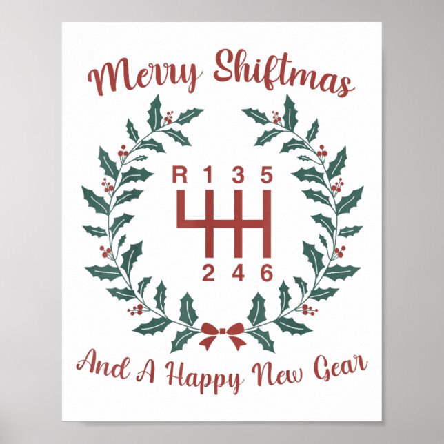 Poster Funny Merry Shiftmas And A Happy New Quote Mechani (Devant)