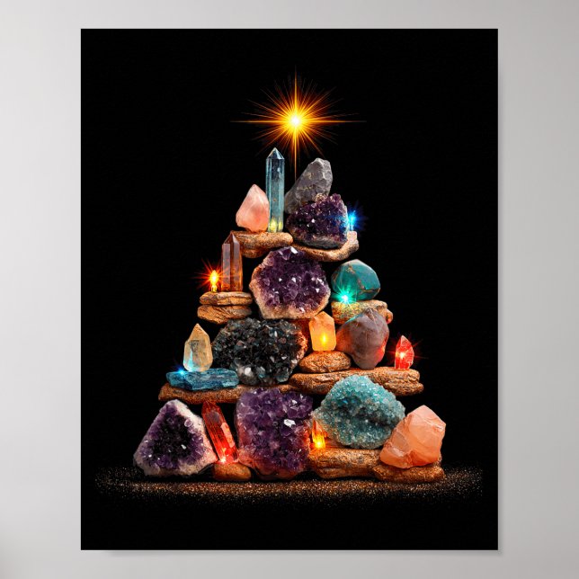 Poster Funny Minerals Christmas Tree Graphic Crystals  (Devant)