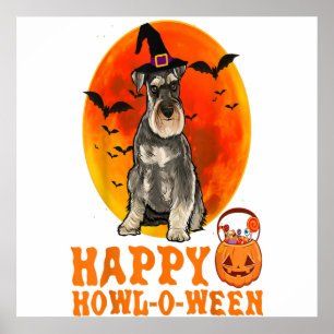 Poster Funny Miniature Schnauzer Dog Halloween Happy Howl