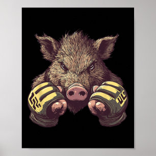 Poster Funny Mixed martial art Boar - Cage Fighter Et Mar