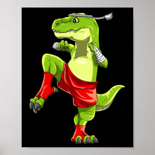 Poster Funny Muay Thai T-rex - Thai Boxe