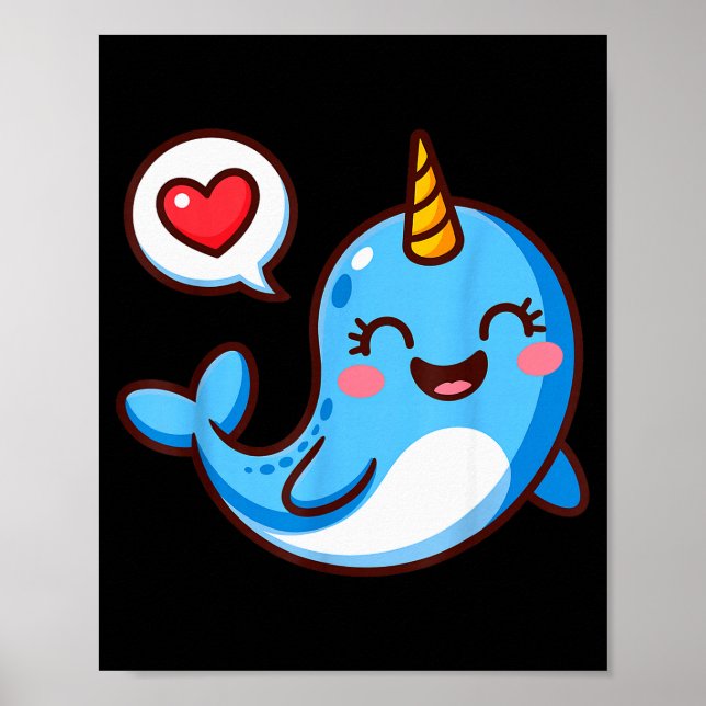 Poster Funny Narwhal Art For Men Women Kids Narwhal Lover (Devant)