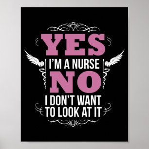 Poster Funny Naughty Nurse Infirmière Hilarious avec une 