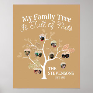 Poster Funny Neutral Photo Family Tree est plein de noix