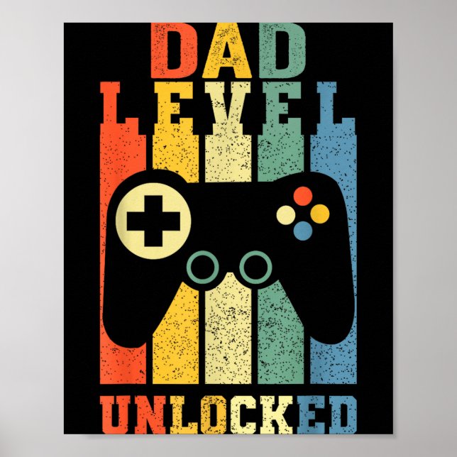 Poster Funny New Dad Shirt Dad Level Unlocked Day Tee Shi (Devant)