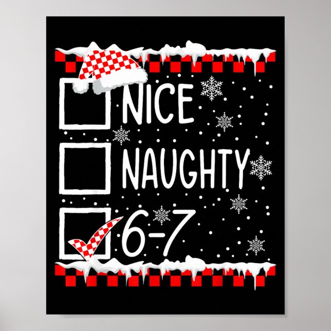 Poster Funny Nice Naughty 67 Christmas Brain Rot Six Seve (Devant)