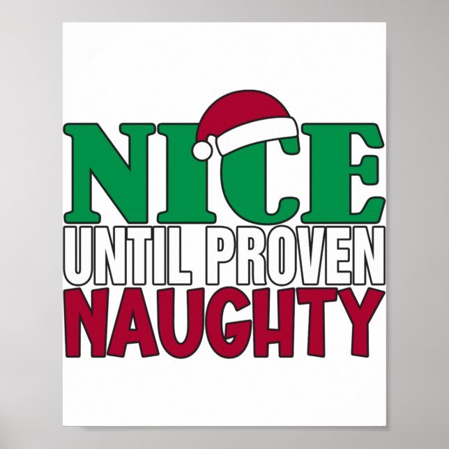 Poster Funny Nice Until Proven Naughy Christmas Joke  (Devant)
