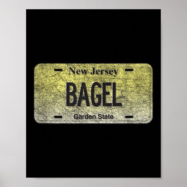 Poster Funny Nj State Vanity License Plate Bagel  (Devant)