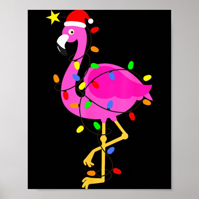 Poster Funny Nk Flamingo In Santa Hat Christmas In July M (Devant)