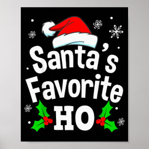 Poster Funny Noël Santa préféré Ho Naughty Pyjama
