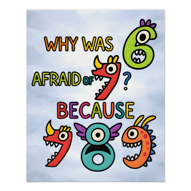 Poster Funny Numbers Math Joke Sticker for Kids (Devant)