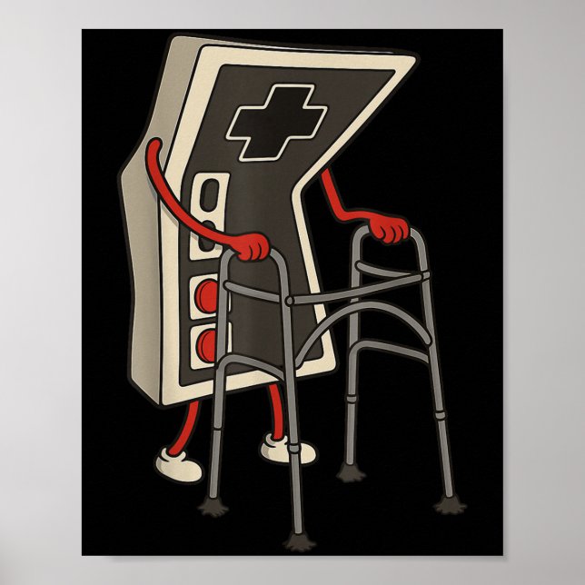 Poster Funny Old Gamer Gaming Retro 80s 90s Video Game Ol (Devant)