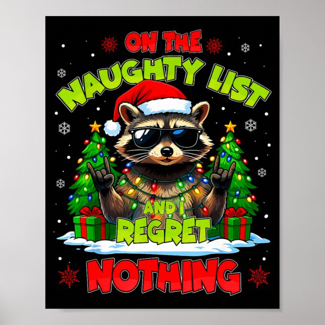 Poster Funny On The Naughty List I Regret Nothing Christm (Devant)
