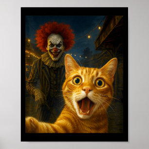 Poster Funny Orange Tabby Cat Selfie Clown Déplaisant Sok