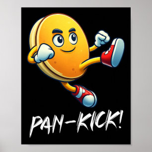 Poster Funny Pancake Pan Karate Kick Boys Girls Food Love