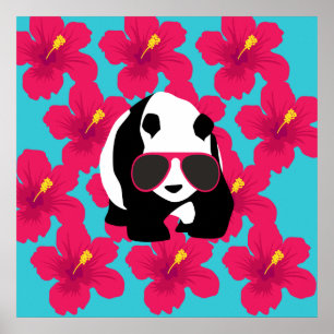 Poster Funny Panda Bear Beach Bum Cool Lunettes de soleil