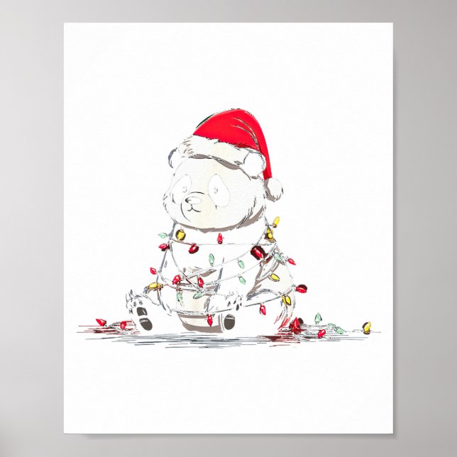 Poster Funny Panda Christmas Graphics Animal Lights Lover (Devant)