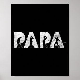 Poster Funny Papa Papa Golf Papa Daddy Funny Fête des pèr