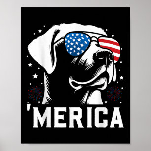 Poster Funny Patriotic Labrador Retriever Merica Happy 4t