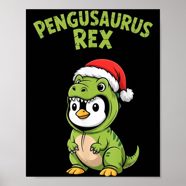 Poster Funny Penguin T-rex Costume Christmas Kids Boys  (Devant)
