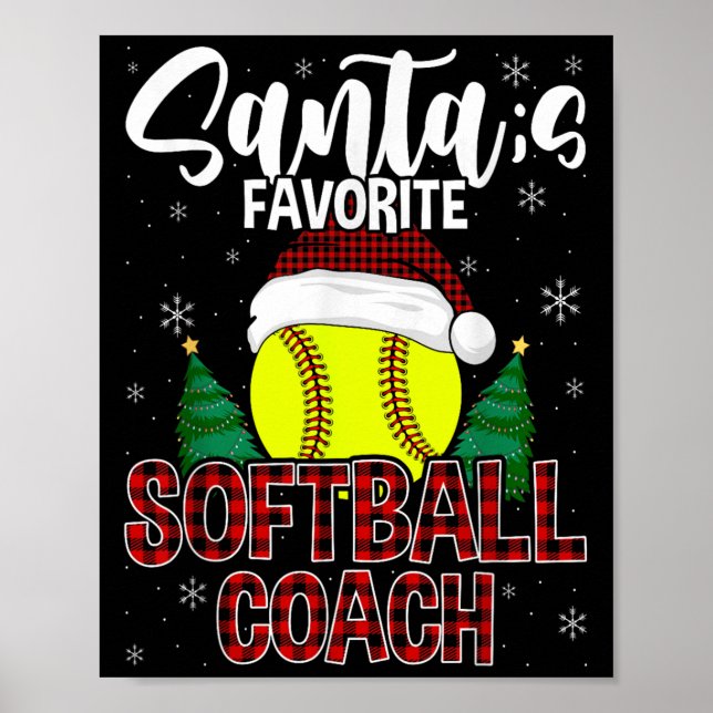 Poster Funny Père Noël Favori Coach Softball Pl de Noël (Devant)