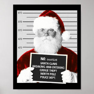 Poster Funny Père Noël Mugshot Père Noël emprisonné Noël