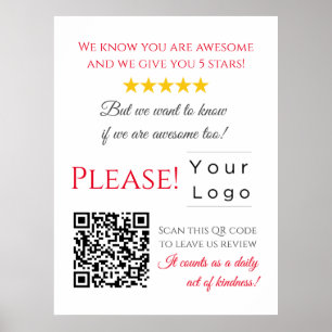 Poster Funny personnalisé QR Code Business Logo Review ro
