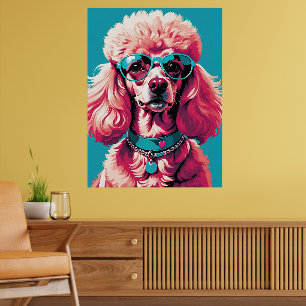 Poster Funny Pink Glam Poodle dans les tons