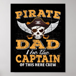 Poster Funny Pirate Nuit Papa Croisière Famille Vacances 