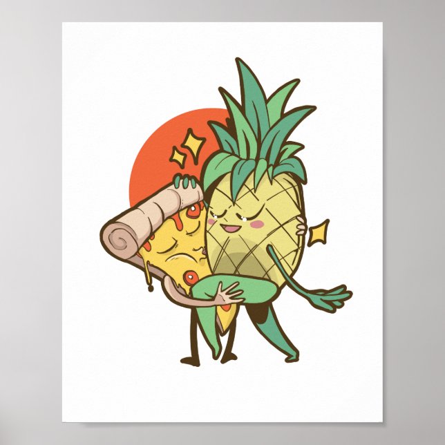 Poster Funny Pizza Ananas Tango Couple Ado Garçon fille (Devant)