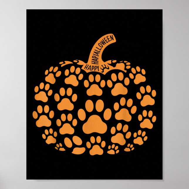 Poster Funny Pumpkin Halloween Paw Dog For Men Women Kids (Devant)