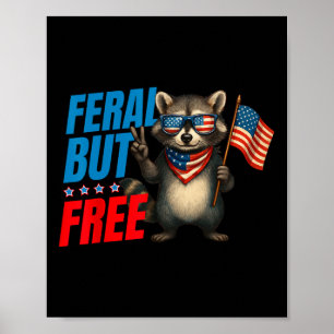 Poster Funny Raccoon 1776 4 juillet 2025 Fête de l'Indépe
