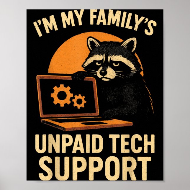 Poster Funny Raccoon Tech Lover Graphic Tee Computer Geek (Devant)