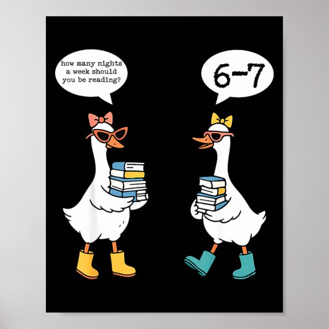 Poster Funny Reading 67 Six Seven Meme Goose Teacher Book (Devant)