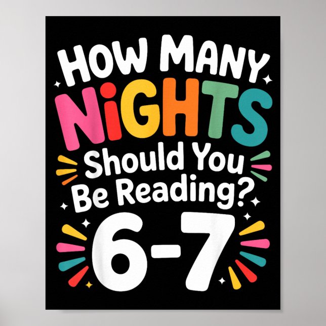 Poster Funny Reading 6 7 Six Seven Meme Englieacher Book  (Devant)