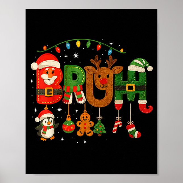 Poster Funny Red White And Bruh Boys Xmas Christmas Pajam (Devant)