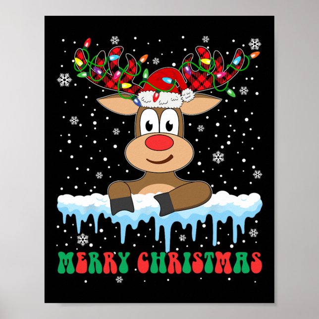 Poster Funny Reindeer Noël Famille Joyeux Noël (Devant)