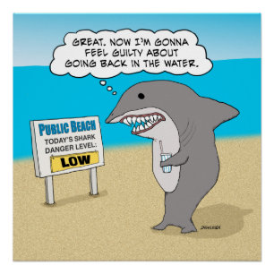Poster Funny Requin coupable sur la plage