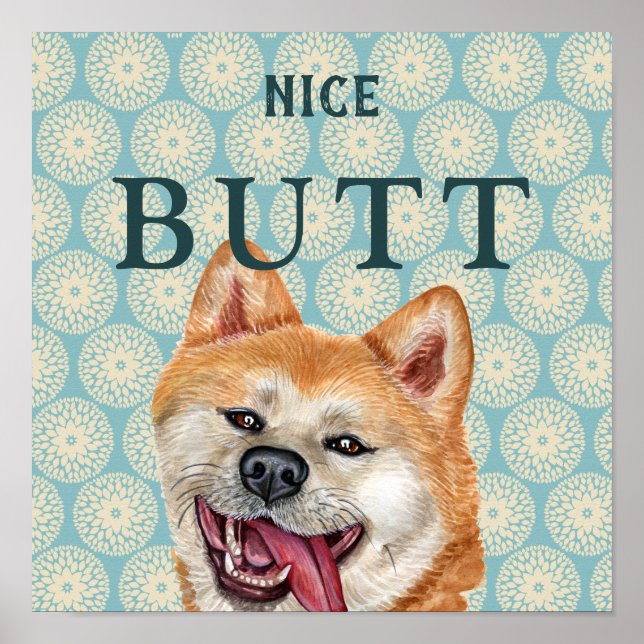 Poster Funny Retro Akita Salle de bain fond d'écran Plais (Devant)