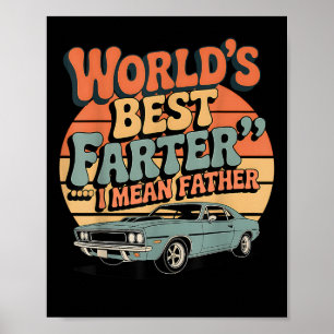 Poster Funny Retro Car Papa Meilleur Farter du monde Je v