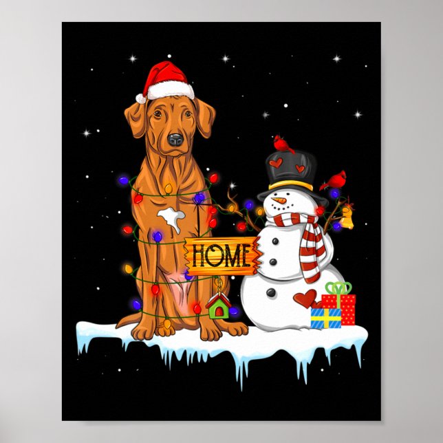 Poster Funny Rhodesian Ridgeback Dog Christmas Snowman Xm (Devant)