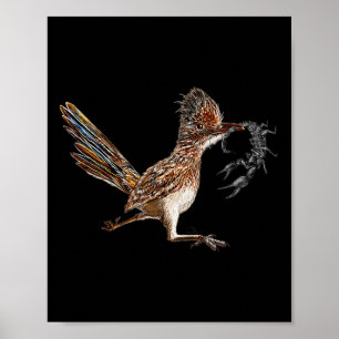 Poster Funny Roadrunner Scorpion Road Runner Bird Hunter