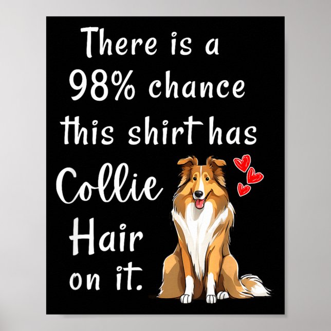 Poster Funny Rough Collies 98% Chance Shirt Has Hair Roug (Devant)