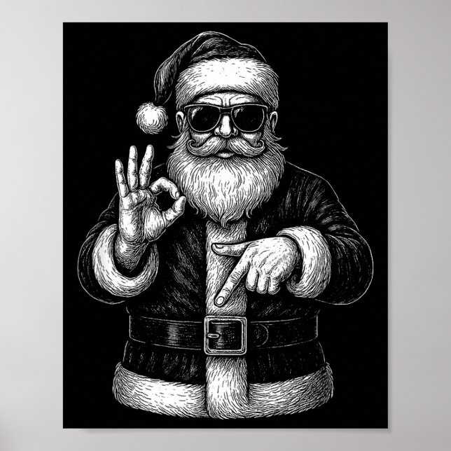 Poster Funny Santa 6 7 Meme Design _ Christmas Math Humor (Devant)