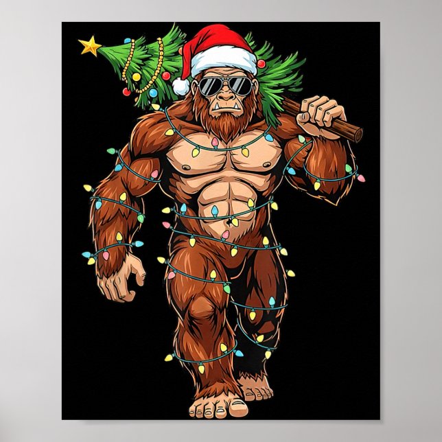 Poster Funny Santa Bigfoot Christmas Tree Christmas Crypt (Devant)