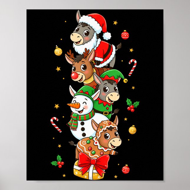 Poster Funny Santa Elf Snowman Christmas Womens Mens Kids (Devant)