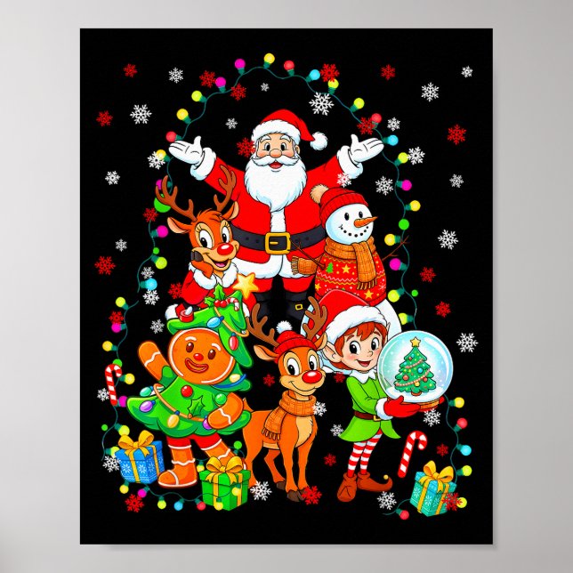 Poster Funny Santa Elf Snowman Reindeer Gingerbread Chris (Devant)