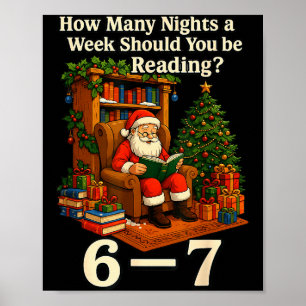 Poster Funny Santa lisant 67 Meme Tee Noël Enseignant